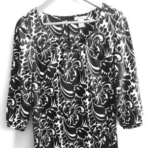 Harold’s black and white cocktail dress